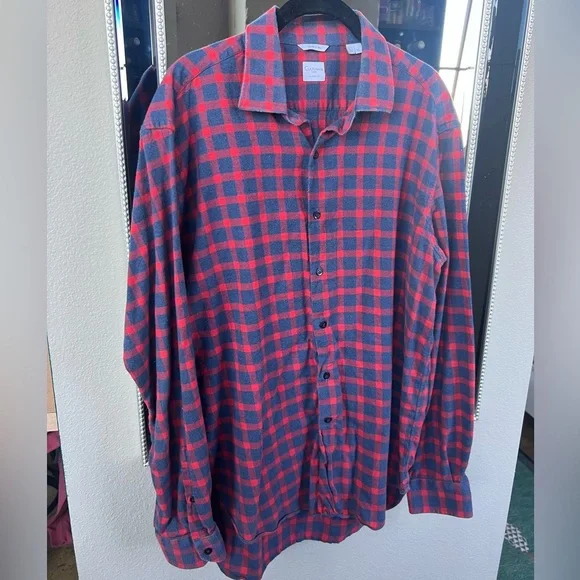 culturata dress shirts Culturata Tailored Fit Dress Shirt Mens 15.75 - 30 Blue Plaid L/S Made in Italy